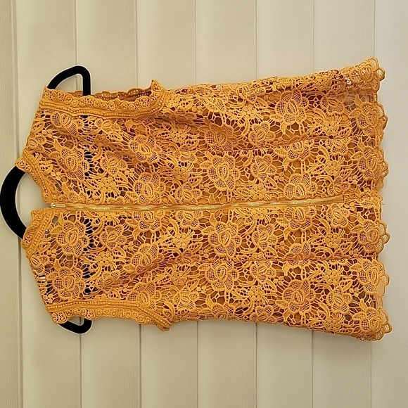 NANETTE LAPORE TANK TOP BLOUSE SLEEVELESS GOLD LACE FLORAL SIZE MEDIUM - Picture 3 of 10